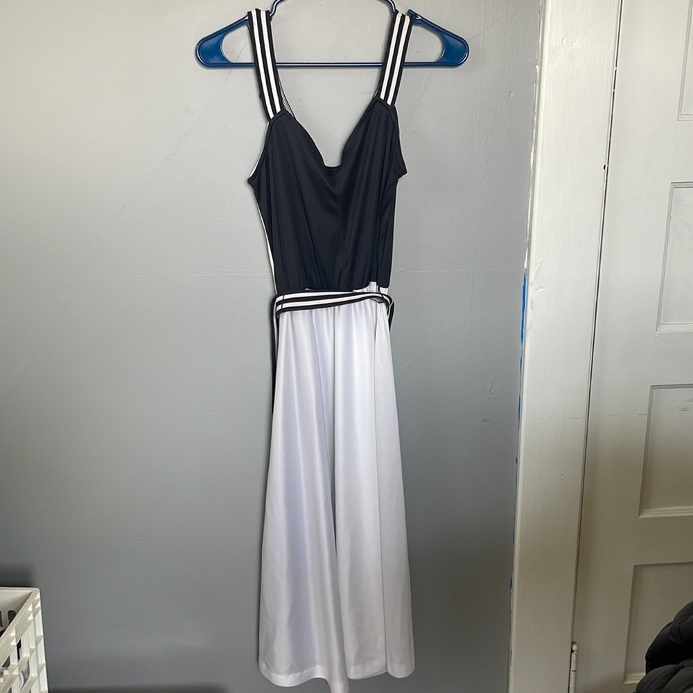 Vintage black and white size 11/12 striped dress with belt retro 80’s disco mod - Picture 6 of 9